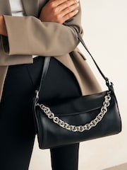 Black Barrel Chain Shoulder Bag - Image 1 of 8