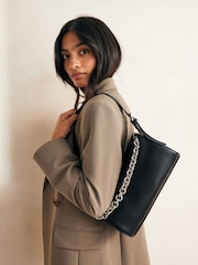 Black Barrel Chain Shoulder Bag - Image 3 of 8