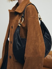 Black Large Ring Detail Shoulder Bag - Image 4 of 11