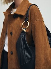 Black Large Ring Detail Shoulder Bag - Image 6 of 11