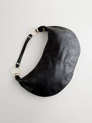 Black Large Ring Detail Shoulder Bag - Image 7 of 11