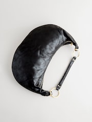 Black Large Ring Detail Shoulder Bag - Image 8 of 11