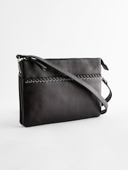 Black Leather Whipstitch Cross-Body Bag - Image 3 of 8
