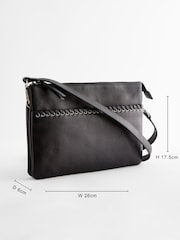 Black Leather Whipstitch Cross-Body Bag - Image 4 of 8