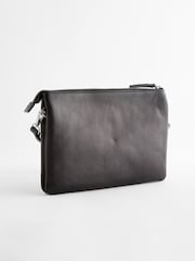 Black Leather Whipstitch Cross-Body Bag - Image 5 of 8