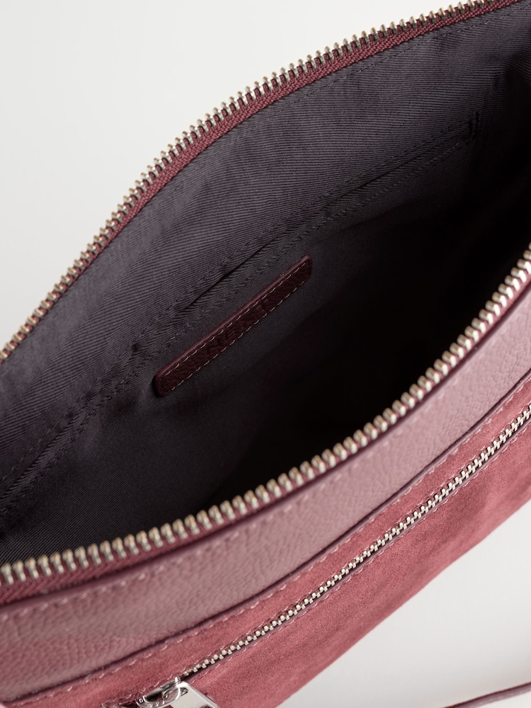 Berry Red Leather Pocket Messenger Bag - Image 8 of 10