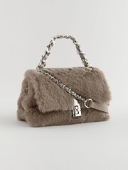 Mink Brown Faux Fur Mini Cross Body Bag - Image 6 of 10