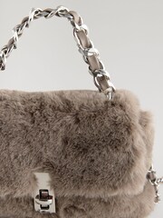Mink Brown Faux Fur Mini Cross Body Bag - Image 8 of 10