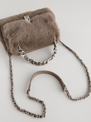 Mink Brown Faux Fur Mini Cross Body Bag - Image 9 of 10