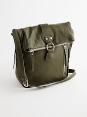 Khaki Green Utility Style Messenger Bag - Image 4 of 9