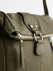 Khaki Green Utility Style Messenger Bag - Image 7 of 9