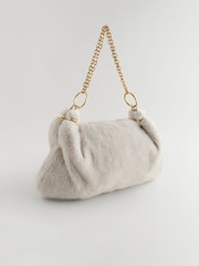Grey Faux Fur Chain Shoulder Bag - Image 2 of 5