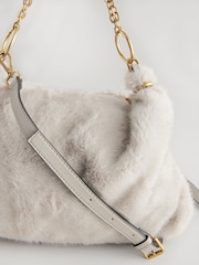 Grey Faux Fur Chain Shoulder Bag - Image 3 of 5