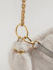 Grey Faux Fur Chain Shoulder Bag - Image 4 of 5