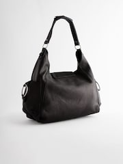 Black Leather Whipstitch Shoulder Bag - Image 5 of 8