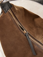 Tan Brown Suede Contrast Shoulder Bag - Image 11 of 12