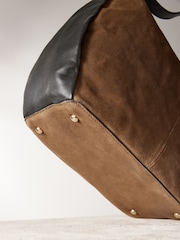 Tan Brown Suede Contrast Shoulder Bag - Image 12 of 12