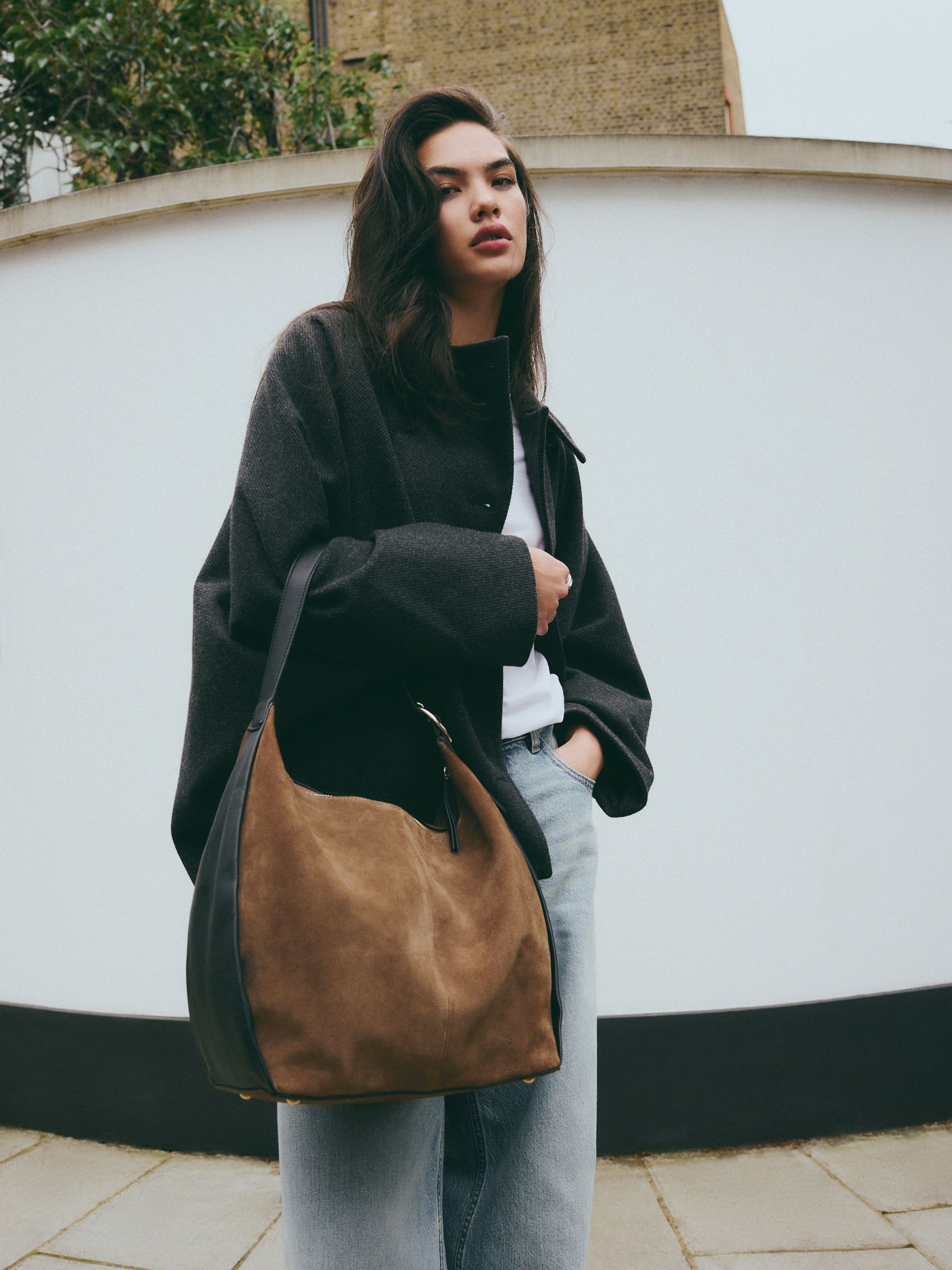 Buy Tan Brown Suede Contrast Shoulder Bag from Next Denmark