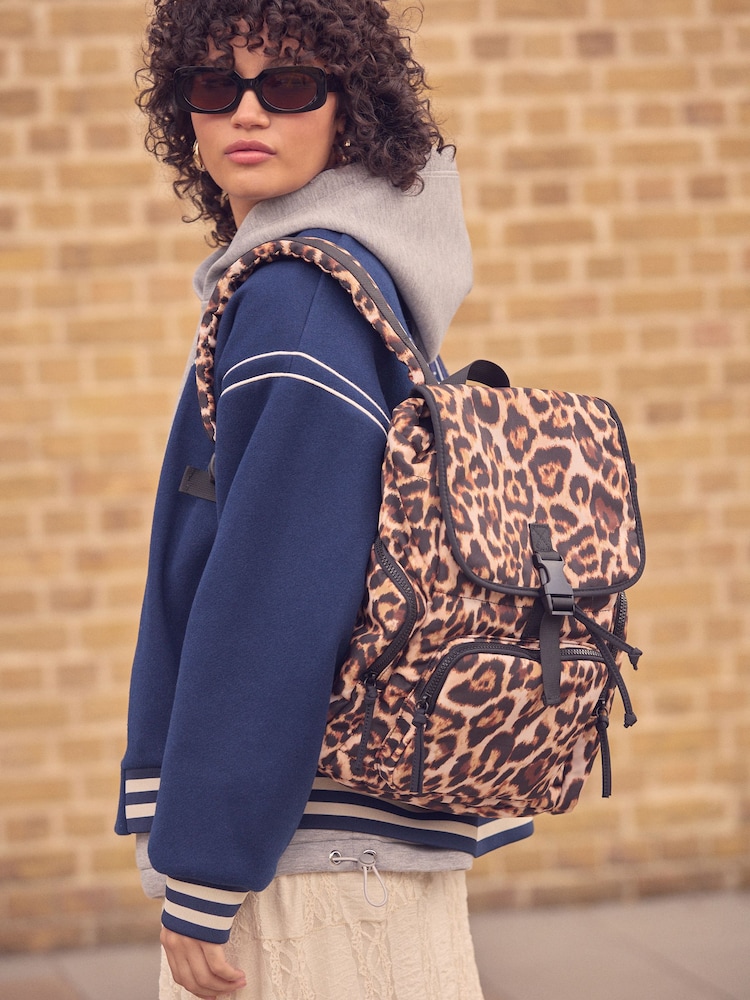 Leopard Nylon Backpack - Image 3 of 10