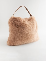 Camel Faux Fur Shoulder Bag - Image 6 of 9
