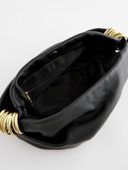 Black Leather Ring Shoulder Bag - Image 11 of 11