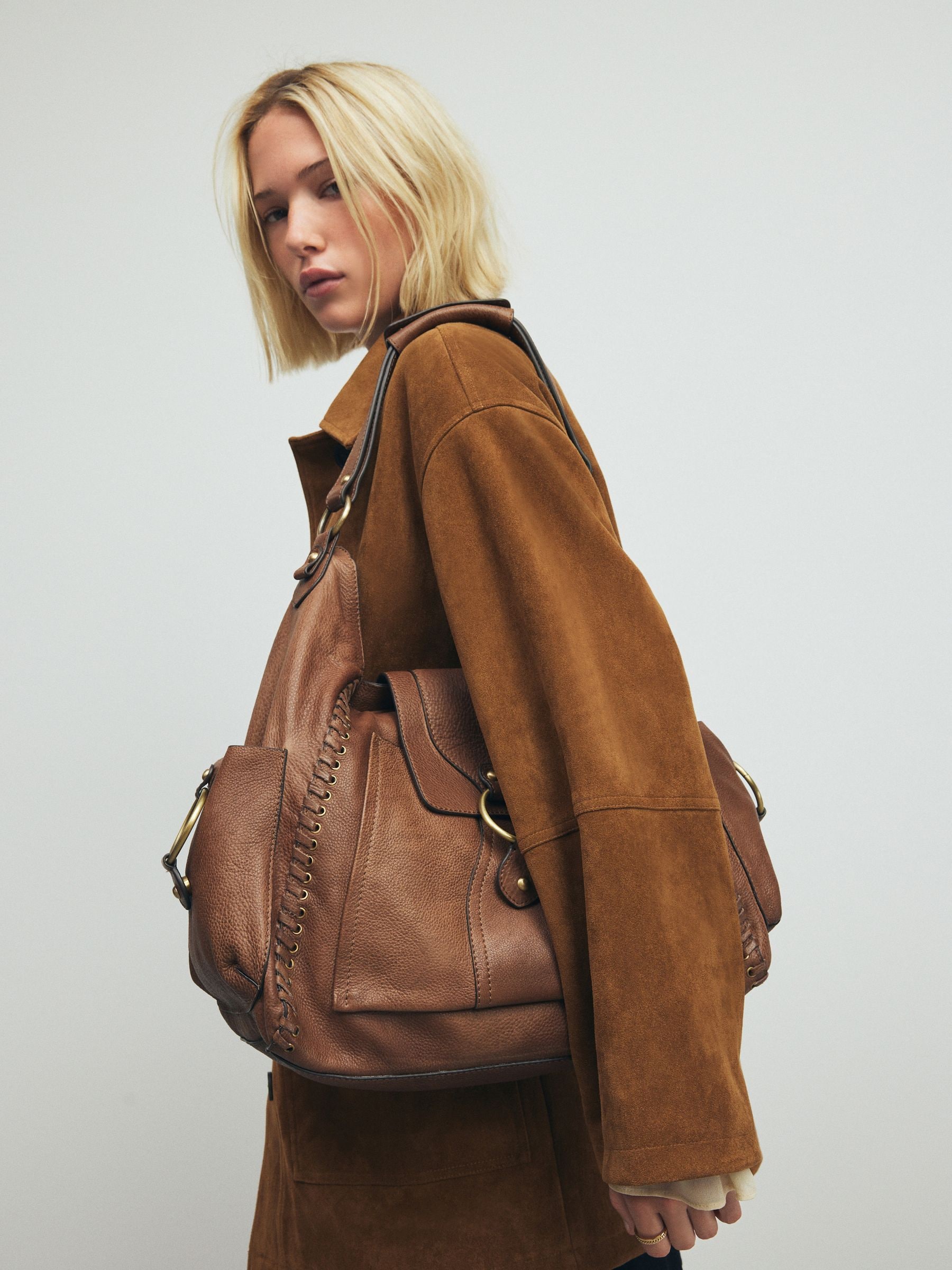 Buy Tan Brown Leather Whipstitch Shoulder Bag from Next Norway