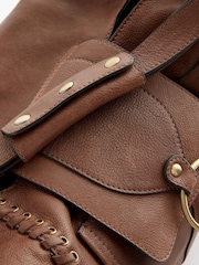 Tan Brown Leather Whipstitch Shoulder Bag - Image 11 of 11