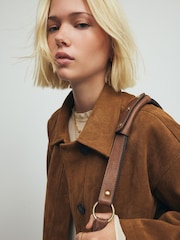 Tan Brown Leather Whipstitch Shoulder Bag - Image 2 of 11