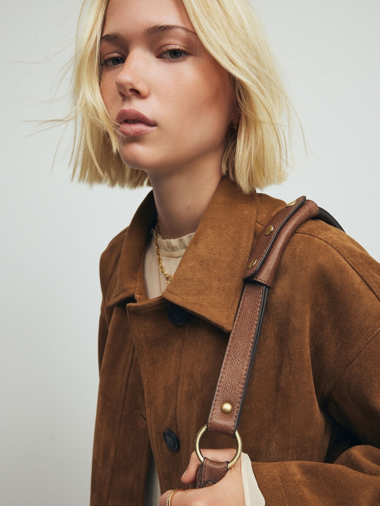 Tan Brown Leather Whipstitch Shoulder Bag - Image 2 of 11