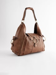 Tan Brown Leather Whipstitch Shoulder Bag - Image 6 of 11
