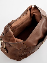 Tan Brown Leather Whipstitch Shoulder Bag - Image 8 of 11