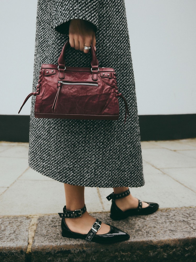Red Biker Washed Mini Handheld Bag - Image 1 of 10