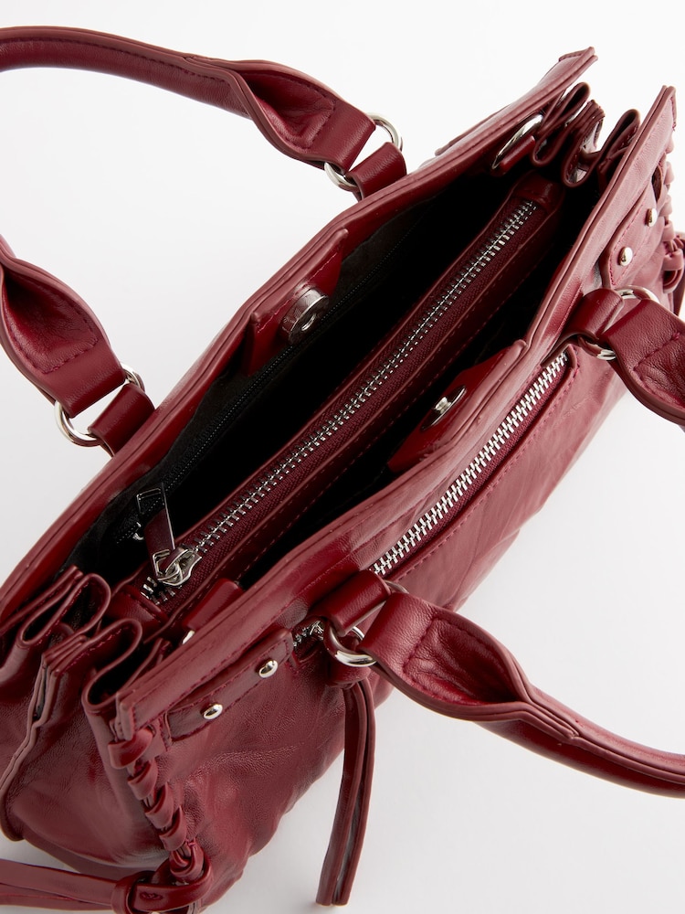 Red Biker Washed Mini Handheld Bag - Image 10 of 10