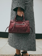 Red Biker Washed Mini Handheld Bag - Image 4 of 10