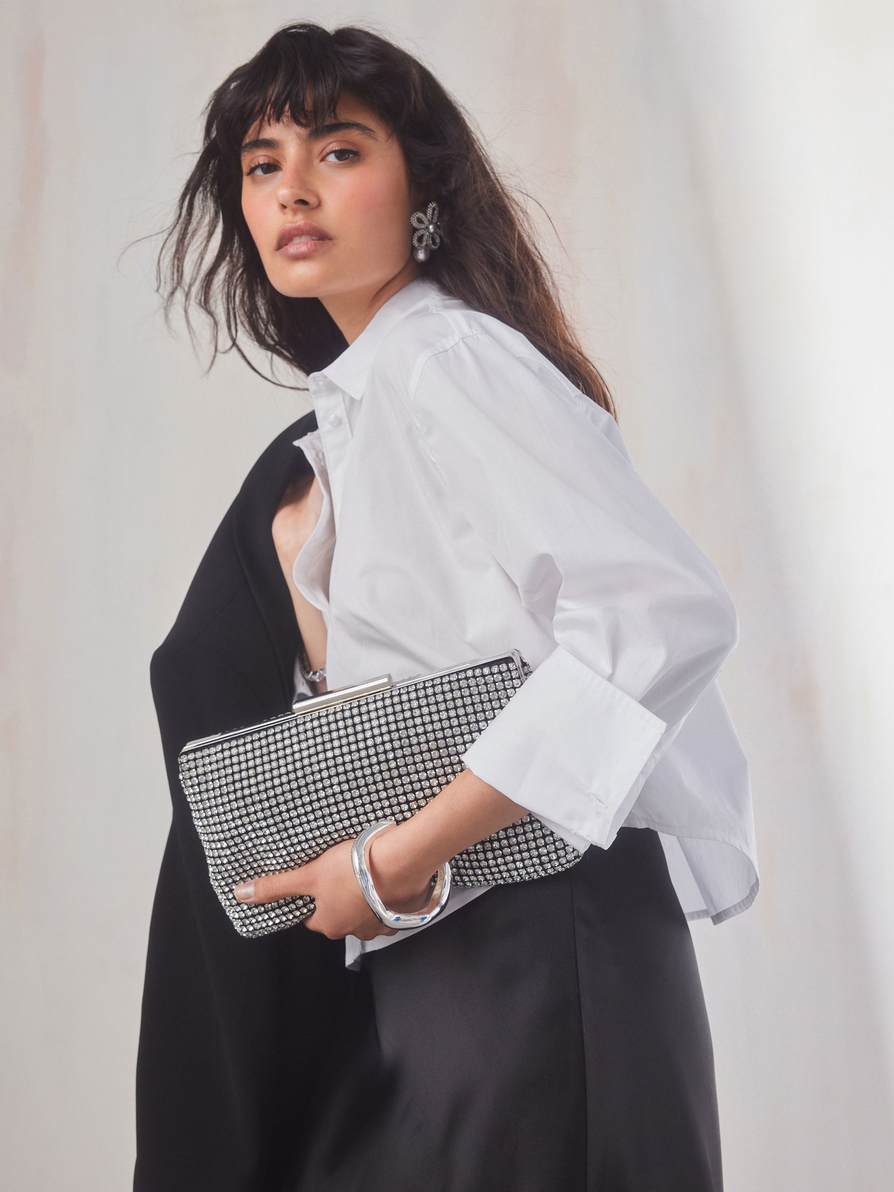 Silver clutch bag next deals