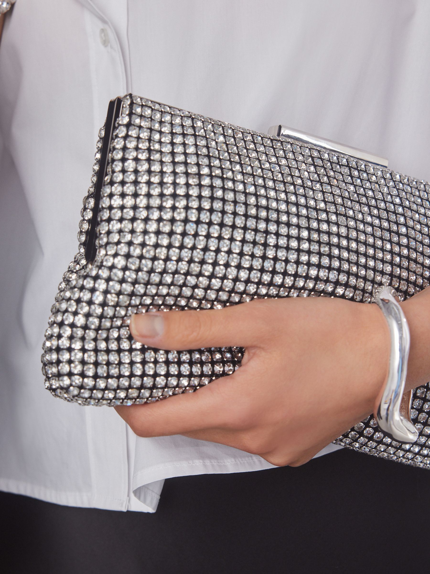Silver sparkle clutch bag cheap