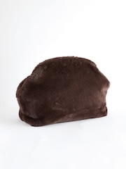 Brown Faux Fur Oversized Clutch Bag - Image 2 of 5