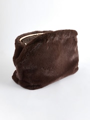 Brown Faux Fur Oversized Clutch Bag - Image 3 of 5