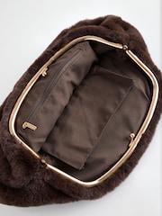 Brown Faux Fur Oversized Clutch Bag - Image 4 of 5