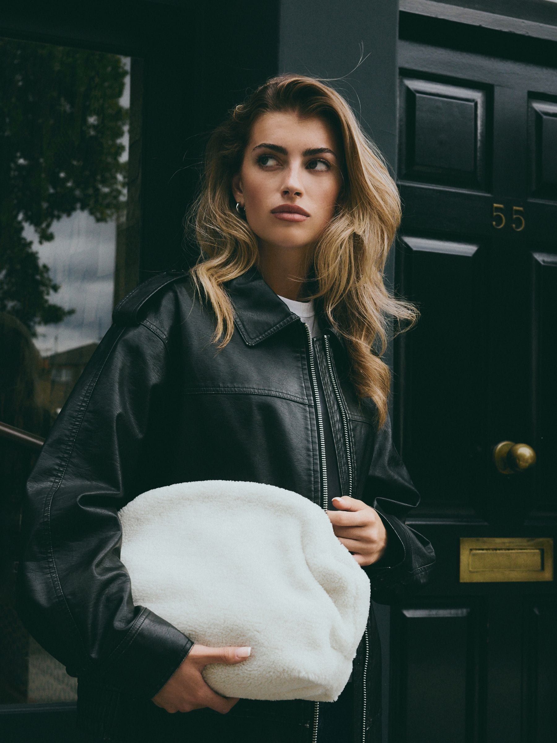 Buy White Faux Fur Oversized Clutch Bag from Next France