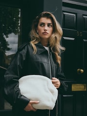 White Faux Fur Oversized Clutch Bag - Image 1 of 9