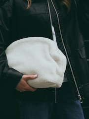 White Faux Fur Oversized Clutch Bag - Image 3 of 9