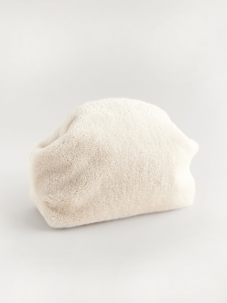 White Faux Fur Oversized Clutch Bag - Image 5 of 9