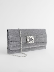 Silver Sparkle Brooch Clutch Bag - Image 2 of 6