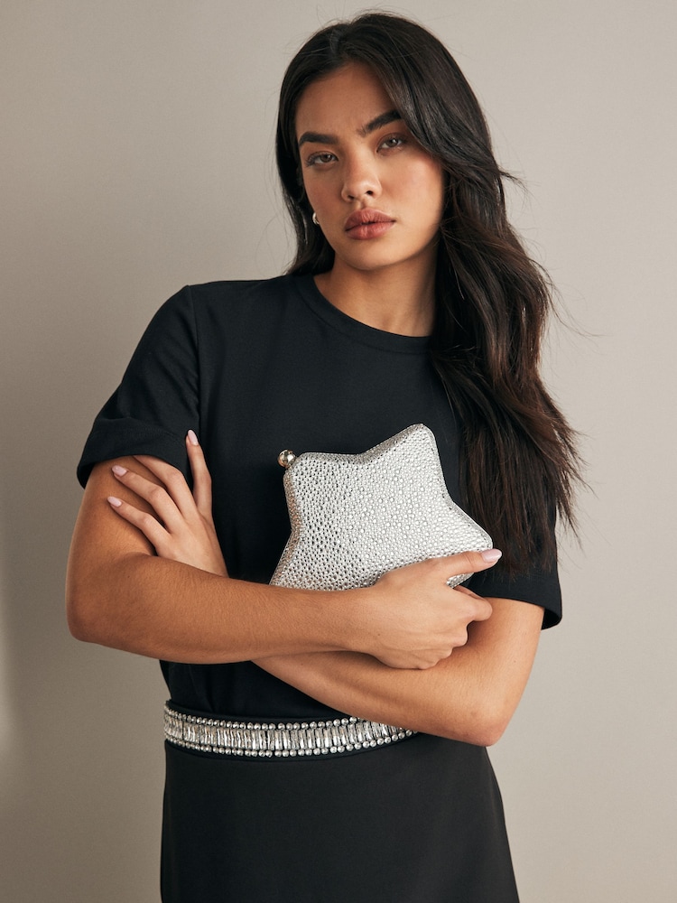 Silver Star Box Clutch Bag - Image 1 of 8