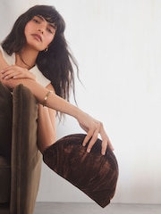 Mink Brown Velvet Clutch Bag - Image 1 of 10