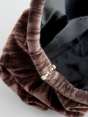 Mink Brown Velvet Clutch Bag - Image 6 of 10