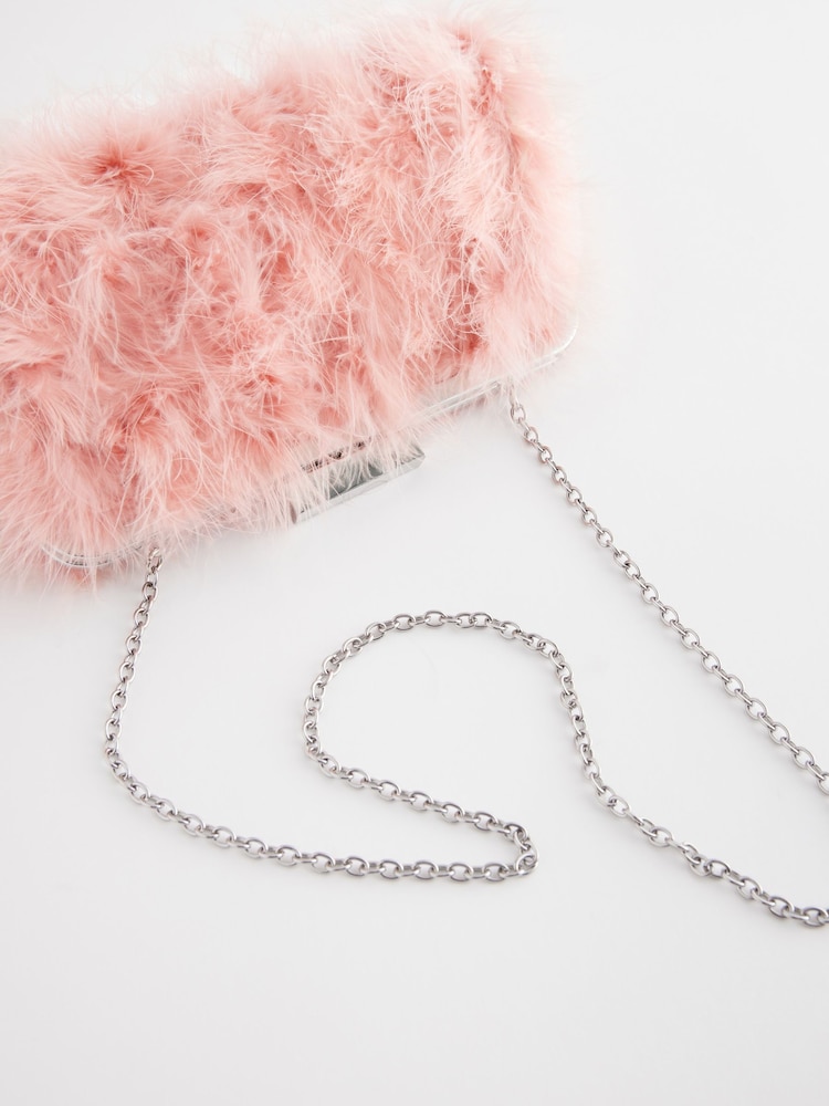 Pink Feather Clutch Bag - Image 8 of 10