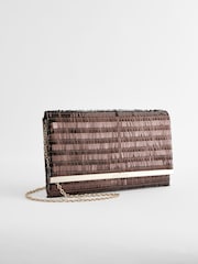 Schokoladenbraun/Pailletten - Clutch-Tasche mit abnehmbarer Umhängekette - Bild 1 von 5