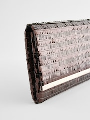 Schokoladenbraun/Pailletten - Clutch-Tasche mit abnehmbarer Umhängekette - Bild 3 von 5